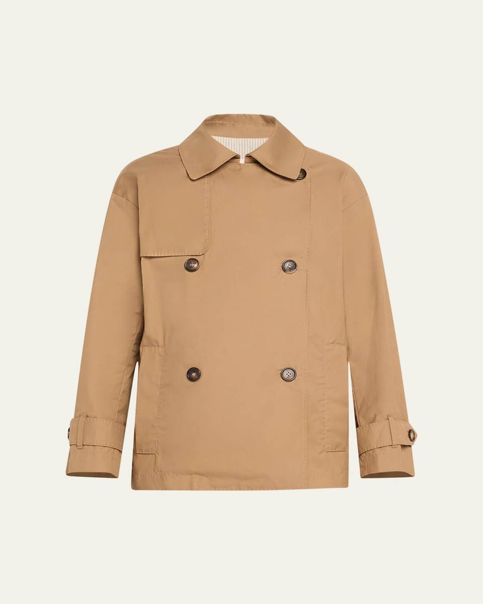 Zeno Double-Breasted Short Trench Coat